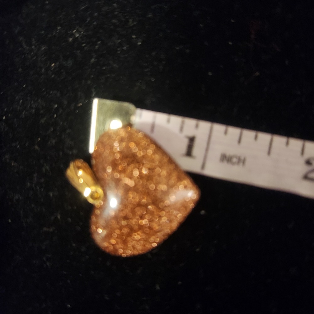 Goldstone Heart Pendant‎ Necklace Charm Sparkle Glitter Gemstone
